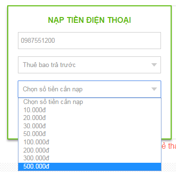 cach nap the dien thoai online
