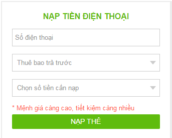 cach nap the dien thoai online