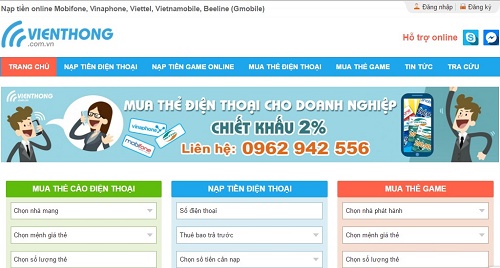 Mua thẻ điện thoại chiết khấu cao tại Hà Nội ở Vienthong.com.vn